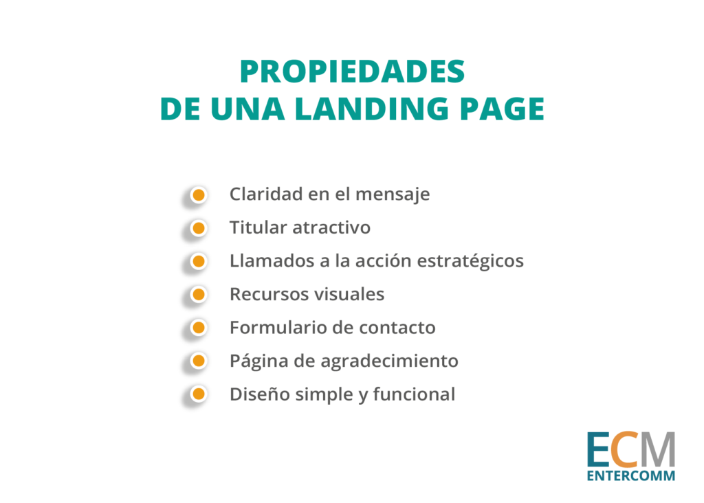 Propiedades de una landing page